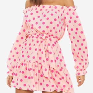 Pretty Little Thing Pink Polka Dot Dress